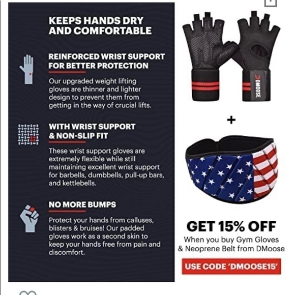 NWT-DMOOSE-weightlifting & workout gloves - Picture 8 of 9